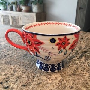 Anthropologie Red Floral Mug